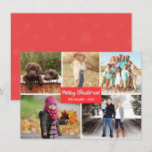 Sneeuwvlok Kerstmis Familie Foto Collage Feestdagenkaart (Voorkant / Achterkant)