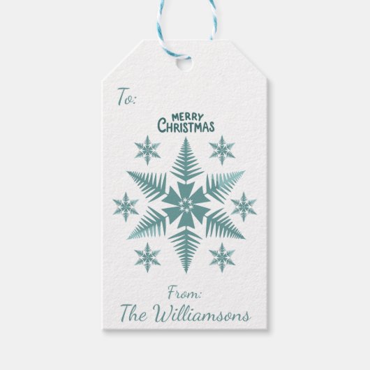 Sneeuwvlok Kerstmis/Feestdagen Cadeaulabel (Voorkant)
