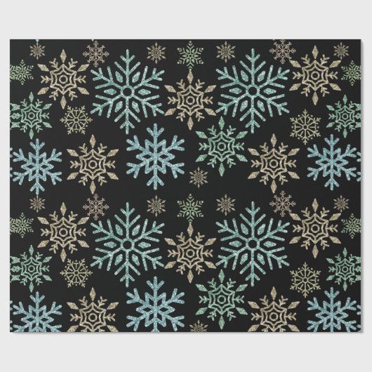 Sneeuwvlok Kerstmis Groen Goud Cadeaupapier (Vlak)