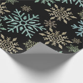 Sneeuwvlok Kerstmis Groen Goud Cadeaupapier (Hoek)