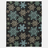 Sneeuwvlok Kerstmis Groen Goud Fleece Deken (Voorkant)