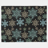 Sneeuwvlok Kerstmis Groen Goud Fleece Deken (Voorkant (Horizontaal))