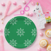Sneeuwvlok Kerstmis Groen Ontwerp Kerstvakantie Papieren Bordje (Feest)