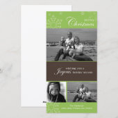 Sneeuwvlok Kerstmis Groene Fotokaart Feestdagenkaart (Voorkant / Achterkant)