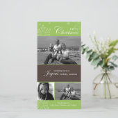 Sneeuwvlok Kerstmis Groene Fotokaart Feestdagenkaart (Staand voorkant)