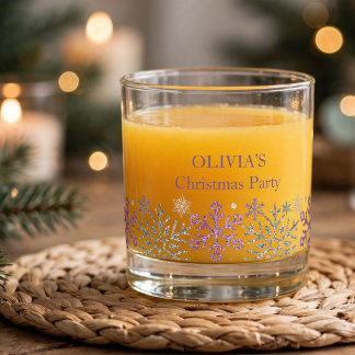 Sneeuwvlok Kerstmis Paars Zilver Whisky Glas