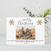 Sneeuwvlok Kerstmis Script Familie Foto Feestdagenkaart (Staand voorkant)
