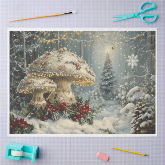 Sneeuwvlok Kerstpaddenstoelen Tissuepapier (Craft)