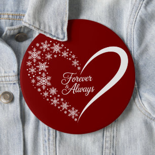 Sneeuwvlok Kerstvakantie Sneeuwvlok Hart  Ronde Button 6,0 Cm