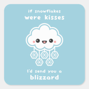 Sneeuwvlok Kisses Liefde Vierkante Sticker