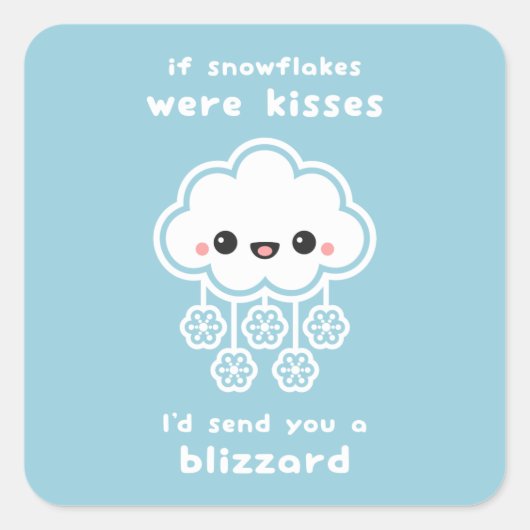 Sneeuwvlok Kisses Liefde Vierkante Sticker (Voorkant)