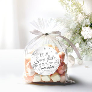Sneeuwvlok komt eraan Baby Shower Ronde Sticker