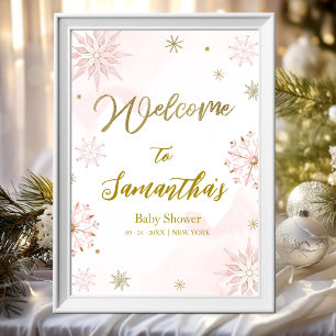 Sneeuwvlok komt eraan Baby Shower Welkomstbord Poster