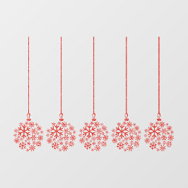 Sneeuwvlok lampen rood_ pack van vijf venster vast raamsticker