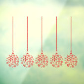 Sneeuwvlok lampen rood_ pack van vijf venster vast raamsticker (Vel 3)