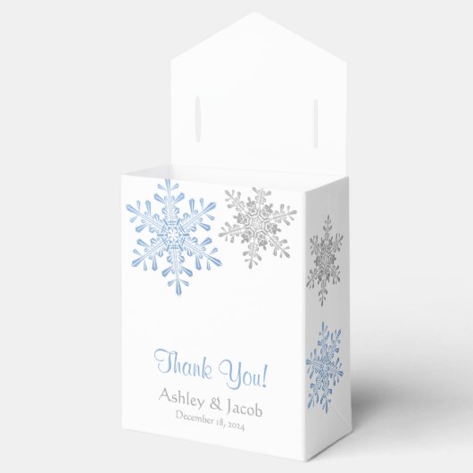 Sneeuwvlok Lapis Blauw Zilver Bruiloft Dank u Bedankdoosjes (Geopend)