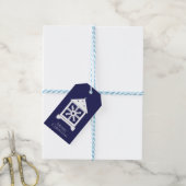 Sneeuwvlok Licht Cadeau Label Blauw Cadeaulabel (Met Touw)