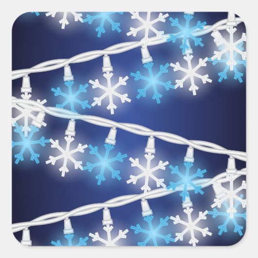 Sneeuwvlok Lichtjes Vierkante Sticker (Voorkant)