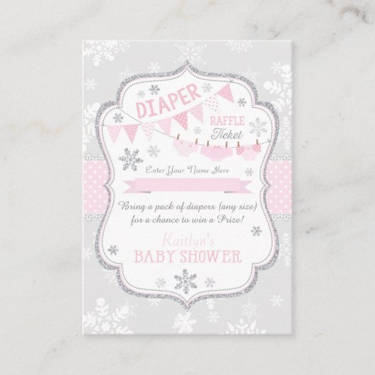Sneeuwvlok Luiers en Tutu Raffle Ticket Informatiekaartje (Voorkant)