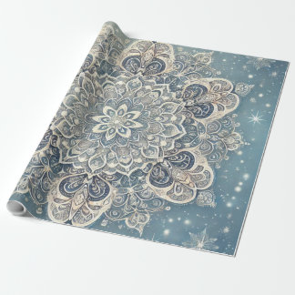 Sneeuwvlok Mandala in Frosty Hues 3 Cadeaupapier