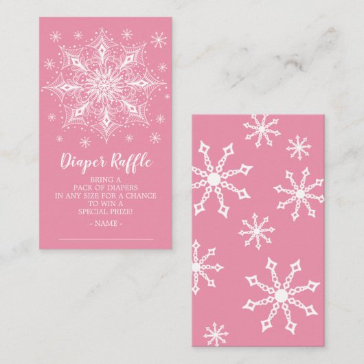 Sneeuwvlok meisjes Baby shower Luier Raffle Ticket Informatiekaartje (Voorkant / Achterkant)