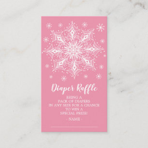 Sneeuwvlok meisjes Baby shower Luier Raffle Ticket Informatiekaartje