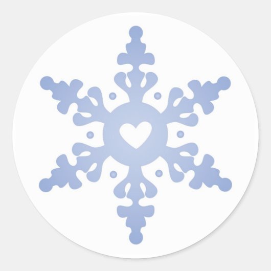 Sneeuwvlok met hart centrum sticker (Voorkant)