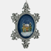 Sneeuwvlok met kerstdorp tin sneeuwvlok ornament (Links)