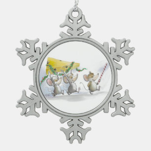 Sneeuwvlok met kerstkaasOrnament Tin Sneeuwvlok Ornament