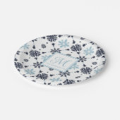 sneeuwvlok met monogram papieren bordje (Gekanteld)