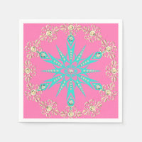 Sneeuwvlok midden eeuw turquoise roze 