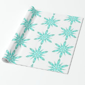 Sneeuwvlok midden eeuw turquoise witte diamant cadeaupapier (Uitgerold)