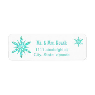 Sneeuwvlok midden eeuw turquoise witte diamant etiket