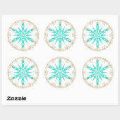 Sneeuwvlok midden eeuw turquoise witte diamant ronde sticker (Vel)