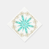 Sneeuwvlok midden eeuw turquoise witte diamant servet (Hoek)