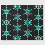 Sneeuwvlok midden eeuw turquoise zwarte vintage cadeaupapier (Vlak)