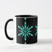 Sneeuwvlok midden eeuw turquoise zwarte vintage mok (Links)