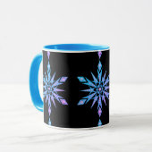 Sneeuwvlok midden eeuw zwart paarse blauw diamant mok (Voorkant links)