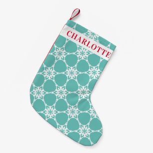 SNEEUWVLOK modern elegant patroon mint groen wit Kleine Kerstsok