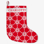 SNEEUWVLOK modern elegant patroon rood wit Kleine Kerstsok (Voorkant)