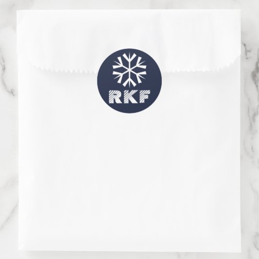 Sneeuwvlok Monogram Kerststickers Ronde Sticker (Tas)