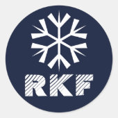 Sneeuwvlok Monogram Kerststickers Ronde Sticker (Voorkant)