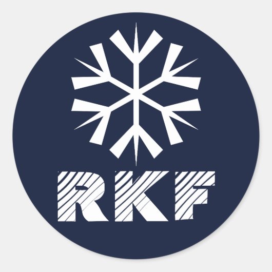 Sneeuwvlok Monogram Kerststickers Ronde Sticker (Voorkant)