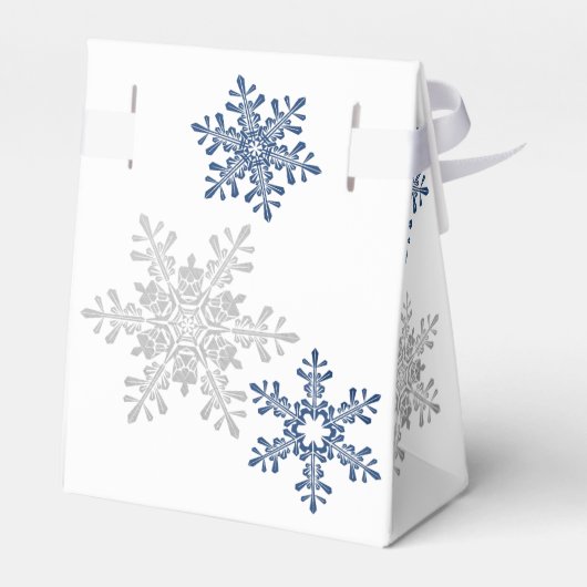 Sneeuwvlok Navy Blauw Zilver Bruiloft Dank u Bedankdoosjes (Achterkant)