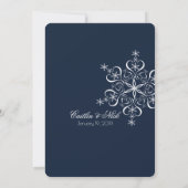 Sneeuwvlok Navy Blue Elegance Winter Wedding Kaart (Achterkant)