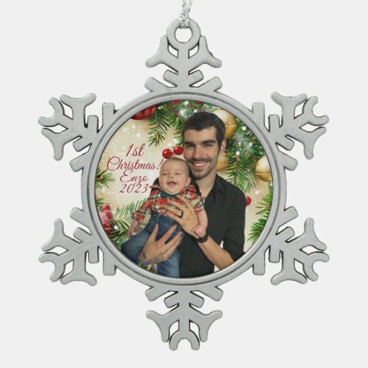 Sneeuwvlok Omlijst Ornament (Voorkant)