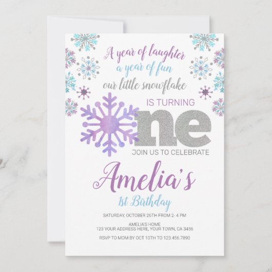 Sneeuwvlok, ONEderland Uitnodiging (Voorkant)