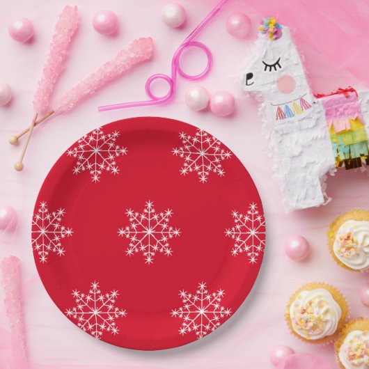 Sneeuwvlok ontwerp Kerst rode vakantie Papieren Bordje (Feest)