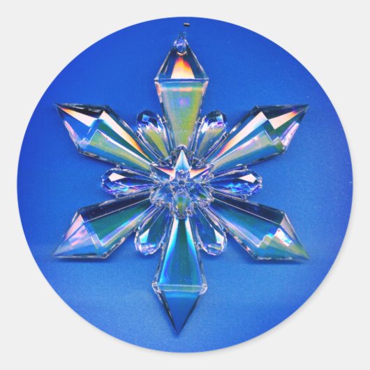 Sneeuwvlok Ornament Kerstvakantie Sticker Blauw (Voorkant)