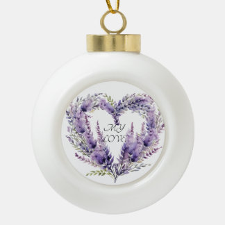 Sneeuwvlok Ornament. Lavendelhart Keramische Bal Ornament